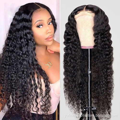 180% Density Kinky Curly Glueless Human Hair Wig HD Transparent Lace Front Closure Wigs For Black Women